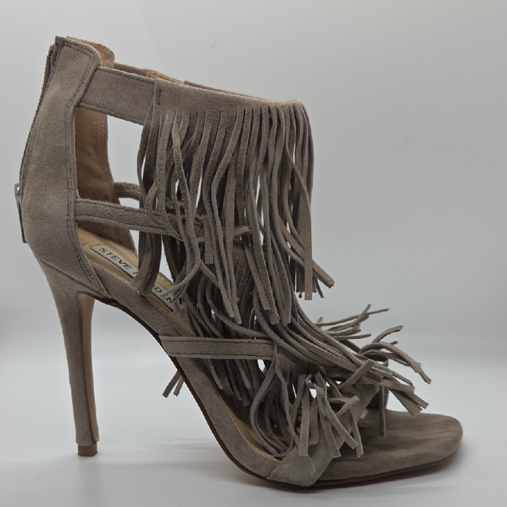 Steve Madden Beige Fringe Heels